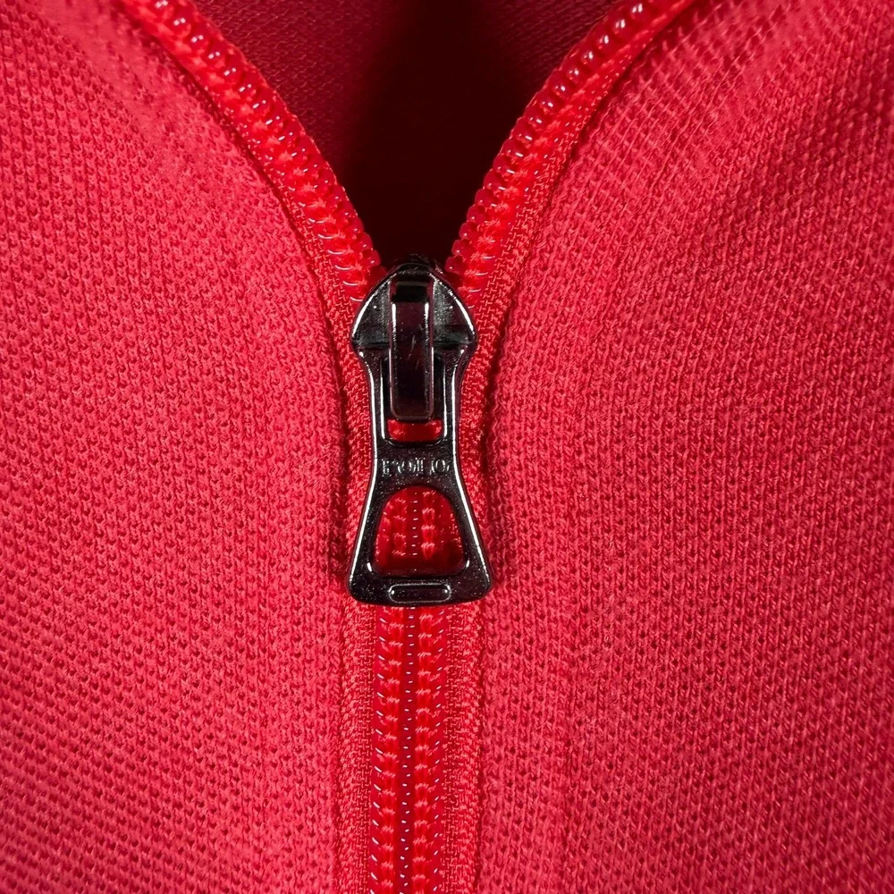 Polo Ralph Lauren Red Long Sleeve 1/4 Zip Pullover Blue Pony Casual Layering XL‎